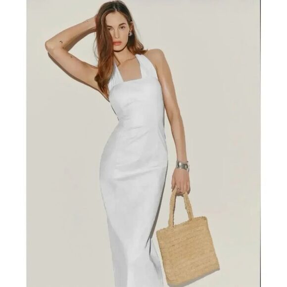 Reformation Dresses & Skirts - New Reformation Bessi Halter Cotton White Midi Dress Size 10